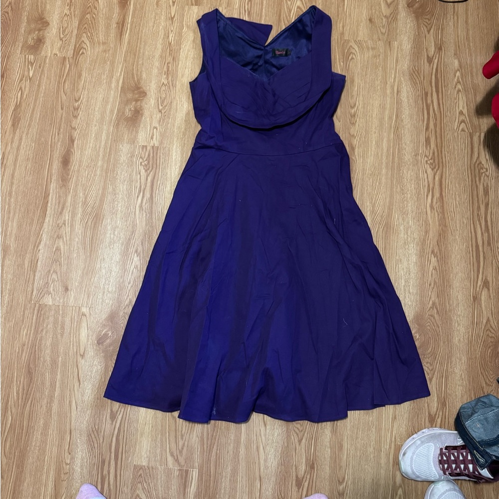 Classic Sleeveless Purple Fit & Flare Dress